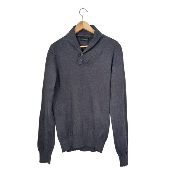Marquis Men’s Gray Wool Blend Sweater - Shawl Collar Button Pullover, Size S - Picture 1 of 7